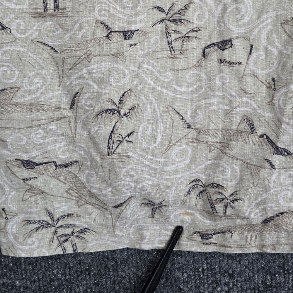 Columbia Mens Hawaiian 100% Cotton Large Short Sleeve Shirt Beige Cool Sharks - Picture 7 of 12